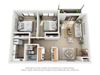 2 Bed - 1 Bath JC Bedroom Layout 900 sq.ft. Two Bed One Bath